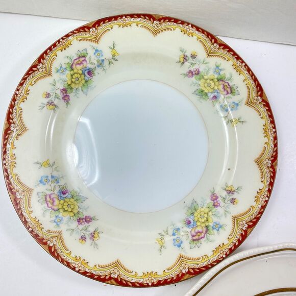 Vintage Lot of Set of 6 Bread and Desert Plates 6-8" Floral Japan USA Back Stamp - Picture 2 of 14
